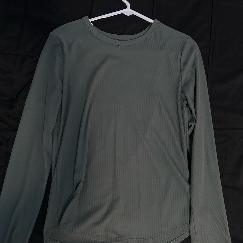 No Boundaries Long Sleeve Top in Olive Green